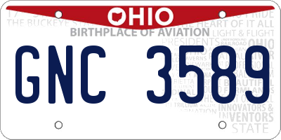 OH license plate GNC3589