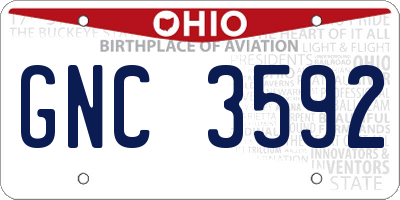 OH license plate GNC3592