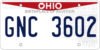 OH license plate GNC3602
