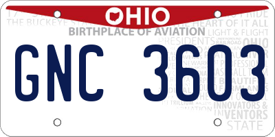 OH license plate GNC3603