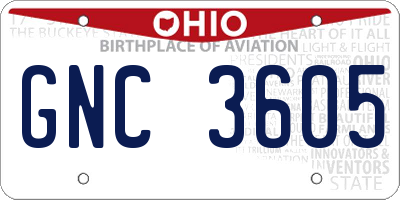 OH license plate GNC3605