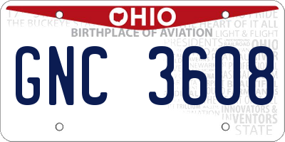 OH license plate GNC3608