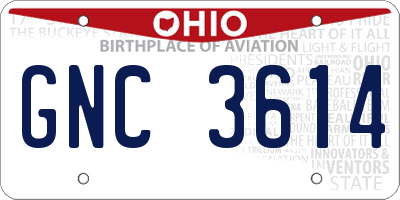 OH license plate GNC3614