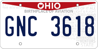 OH license plate GNC3618