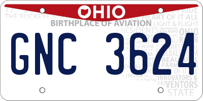 OH license plate GNC3624