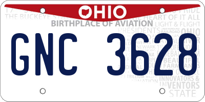 OH license plate GNC3628