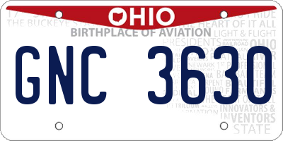 OH license plate GNC3630