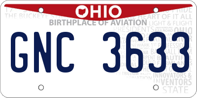 OH license plate GNC3633