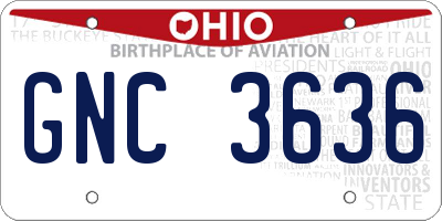 OH license plate GNC3636
