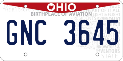 OH license plate GNC3645