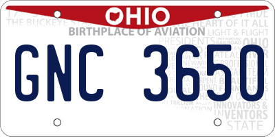 OH license plate GNC3650