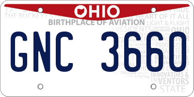 OH license plate GNC3660