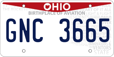 OH license plate GNC3665