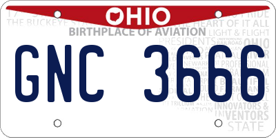 OH license plate GNC3666