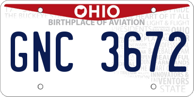 OH license plate GNC3672