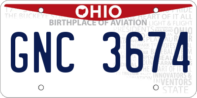 OH license plate GNC3674