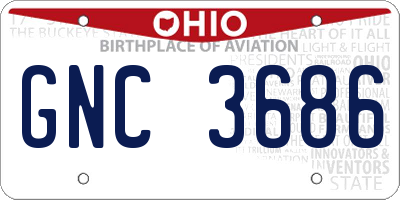 OH license plate GNC3686