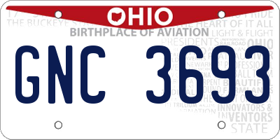 OH license plate GNC3693