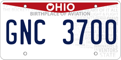 OH license plate GNC3700