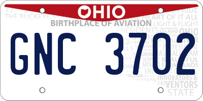 OH license plate GNC3702