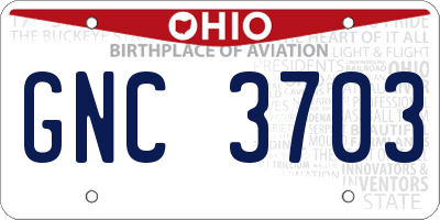 OH license plate GNC3703