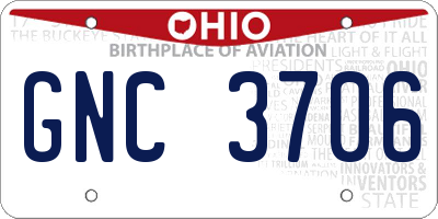 OH license plate GNC3706