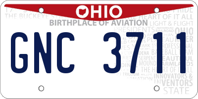 OH license plate GNC3711