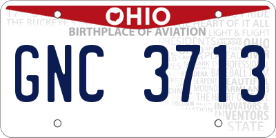 OH license plate GNC3713