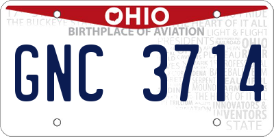 OH license plate GNC3714