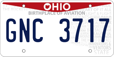 OH license plate GNC3717