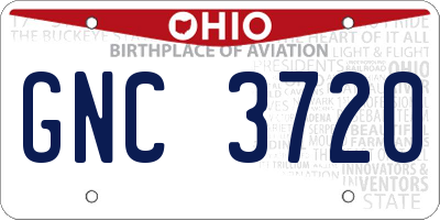 OH license plate GNC3720