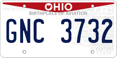 OH license plate GNC3732
