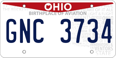 OH license plate GNC3734