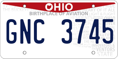 OH license plate GNC3745
