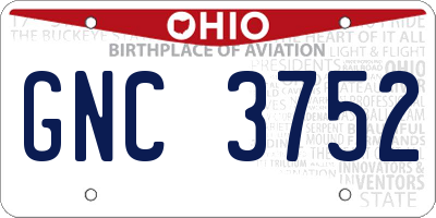 OH license plate GNC3752