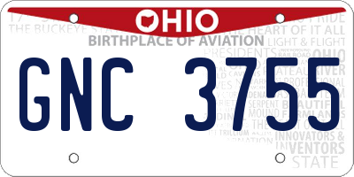 OH license plate GNC3755