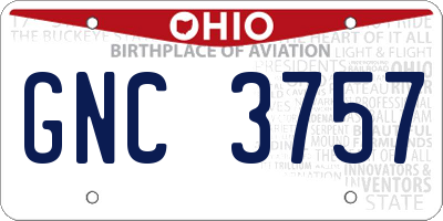OH license plate GNC3757