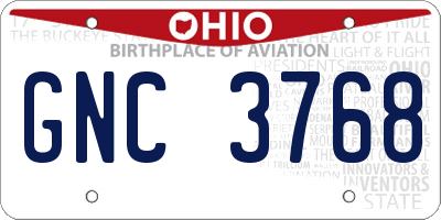 OH license plate GNC3768
