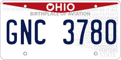 OH license plate GNC3780