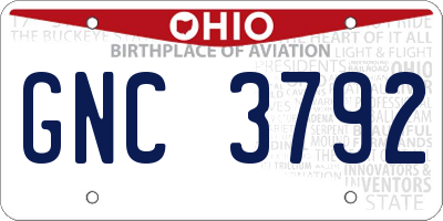 OH license plate GNC3792