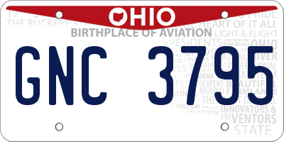 OH license plate GNC3795