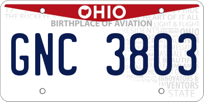 OH license plate GNC3803