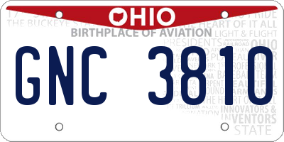 OH license plate GNC3810