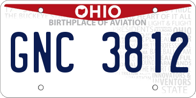 OH license plate GNC3812