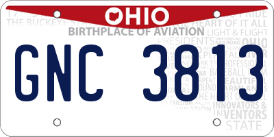 OH license plate GNC3813