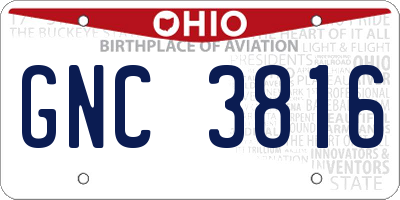 OH license plate GNC3816