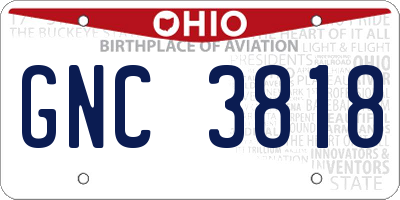 OH license plate GNC3818