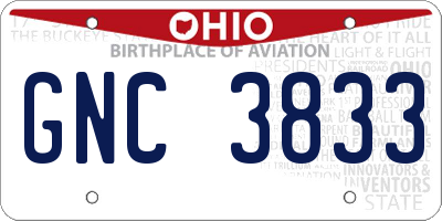 OH license plate GNC3833