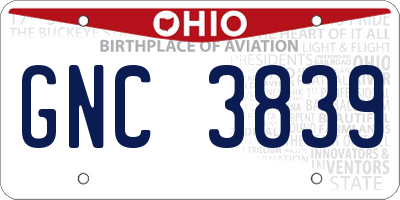 OH license plate GNC3839