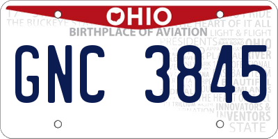 OH license plate GNC3845